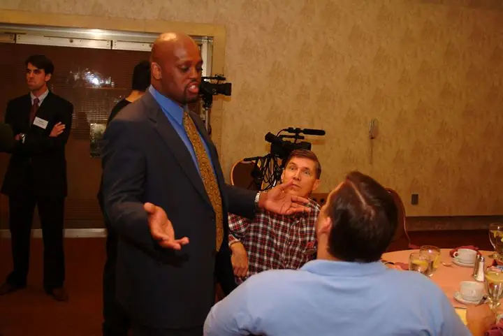 Samuel Salter speaking at networking event